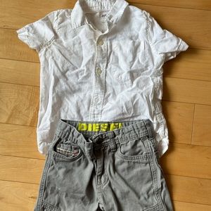 Diesel shorts and Zara shirt Size 4-5